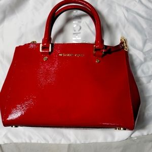 Michael kors red canvas bag